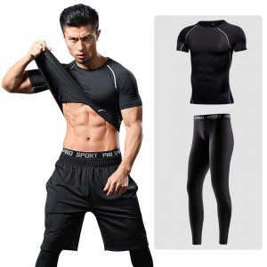 FDMM005-Camisa de compresión con conjunto deportivo para hombre + Pantalones