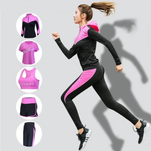 FDMF008- Trajes deportivos de 5 piezas para mujer Fitness Yoga Running Chándales deportivos